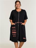 Gozzip Black - Lycia Cardigan med Print, Sort/Koral